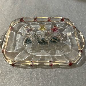 Mikasa Glass Tray, trinket dish, candy dish, and/or candle plate. 7”x5”